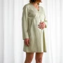 Chemise de Nuit de Maternité Femme avec Col en V en Satin Extrafin de Coton TC300 - Sur Mesure