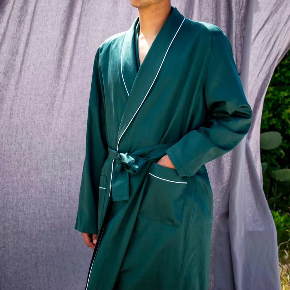 Robe de Chambre Homme Satin de Coton 300 Minimal Purocotone