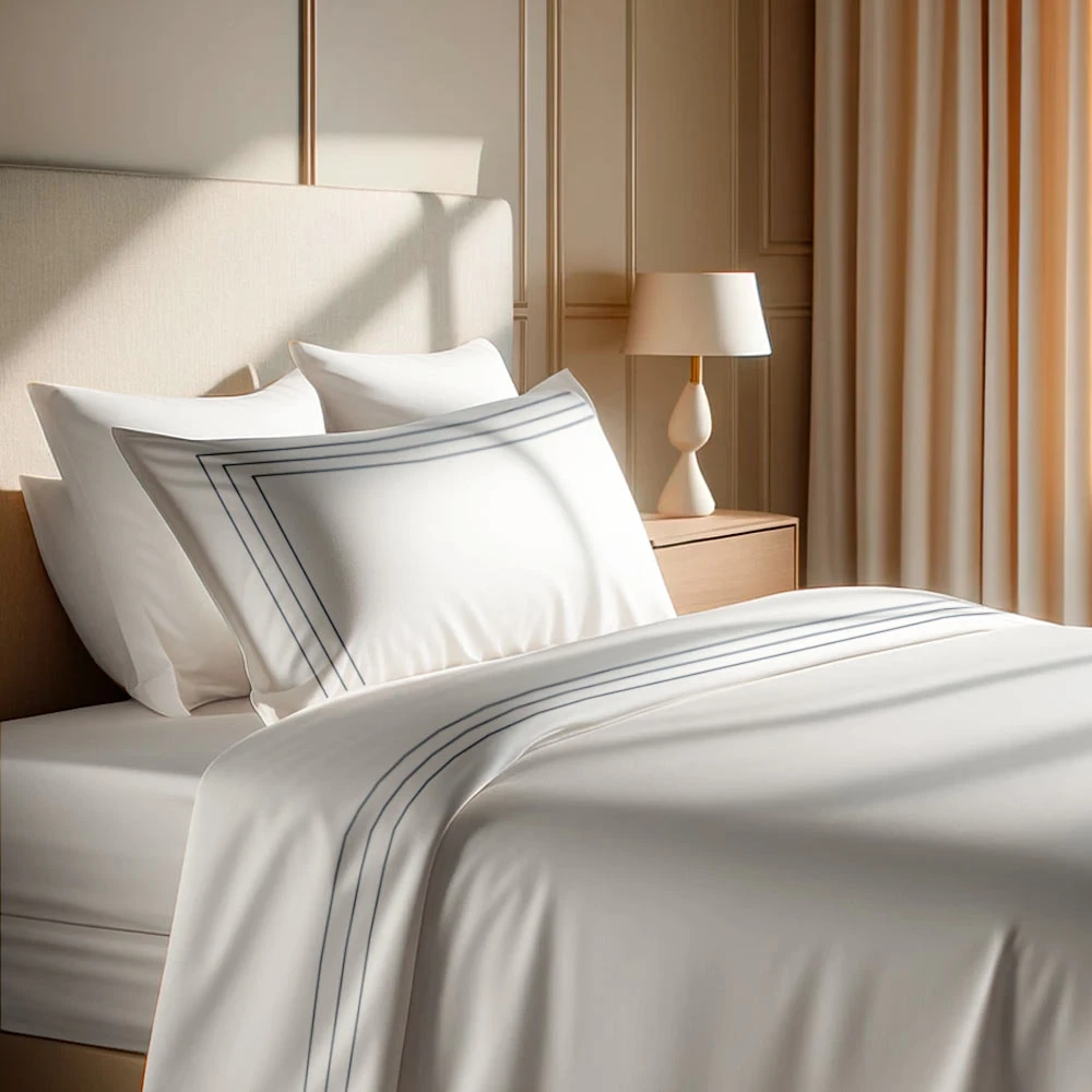 Parure De Drap Blanc 230×290 Cm – Coton Brodé Main – Neuf Avec Petits Défauts